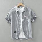 Chemise homme à manches courtes, cinq coloris, du XS au 2XL, gris