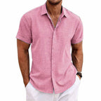 Chemise homme à col revers pour l'été, neuf coloris, du S au 3XL, rose