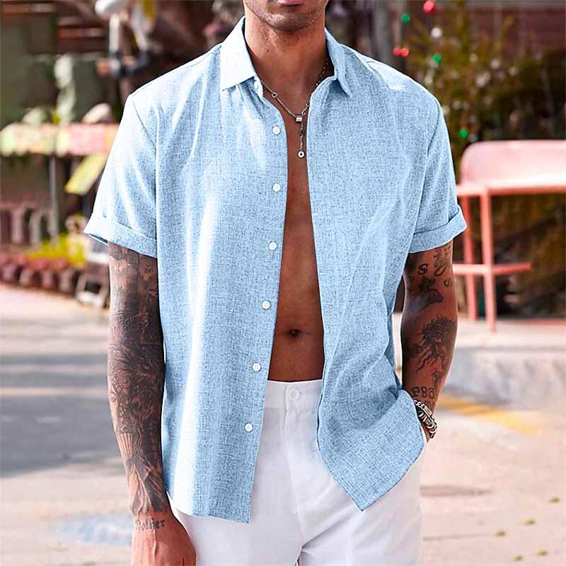 Chemise homme à col revers pour l'été, neuf coloris, du S au 3XL