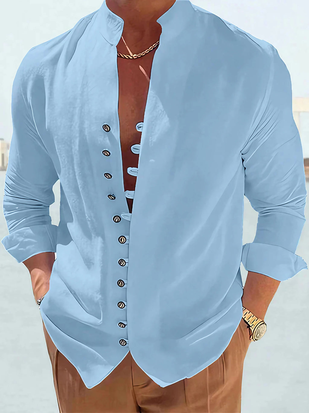 Chemise homme d'été, cinq coloris, du XS au 3XL, bleu