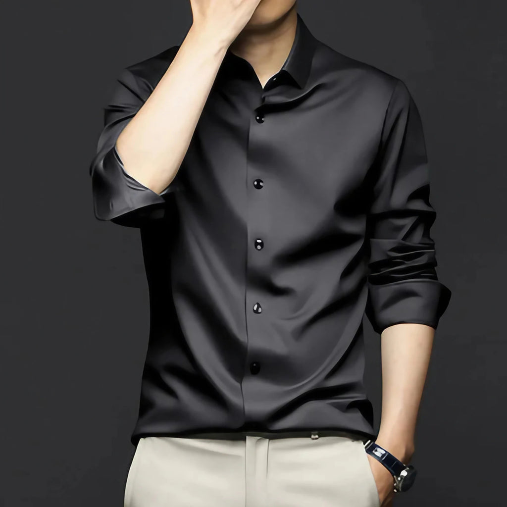 Chemise homme coupe classique pour le bureau, du S au 3XL, noir