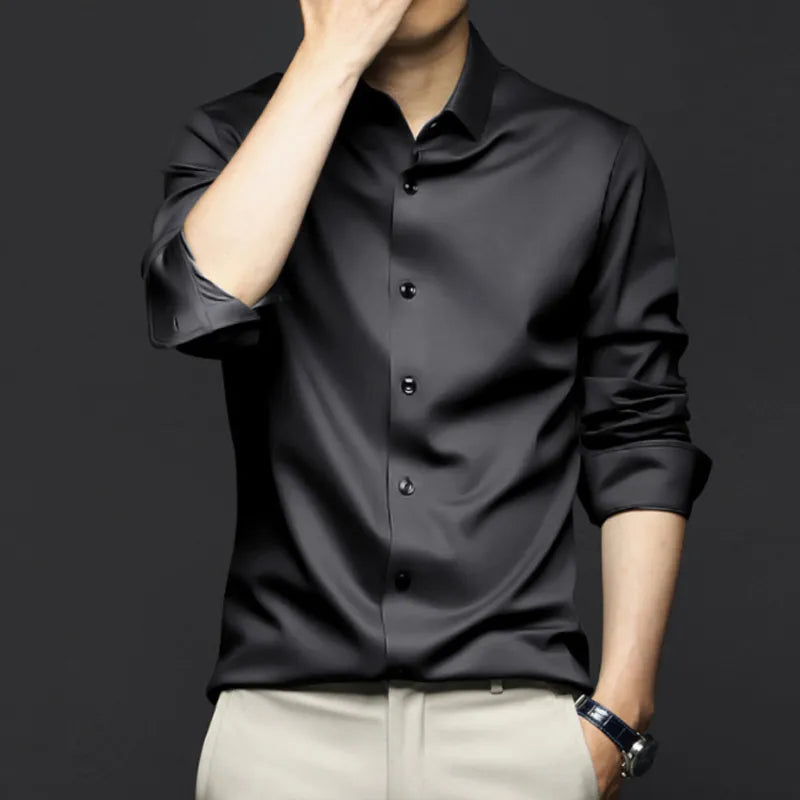 Chemise homme coupe classique pour le bureau, du S au 3XL, noir