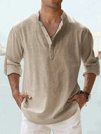 Chemise homme d'été à col ouvert, coupe fluide, du S au 5XL, marron