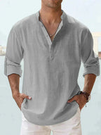 Chemise homme d'été à col ouvert, coupe fluide, du S au 5XL, gris