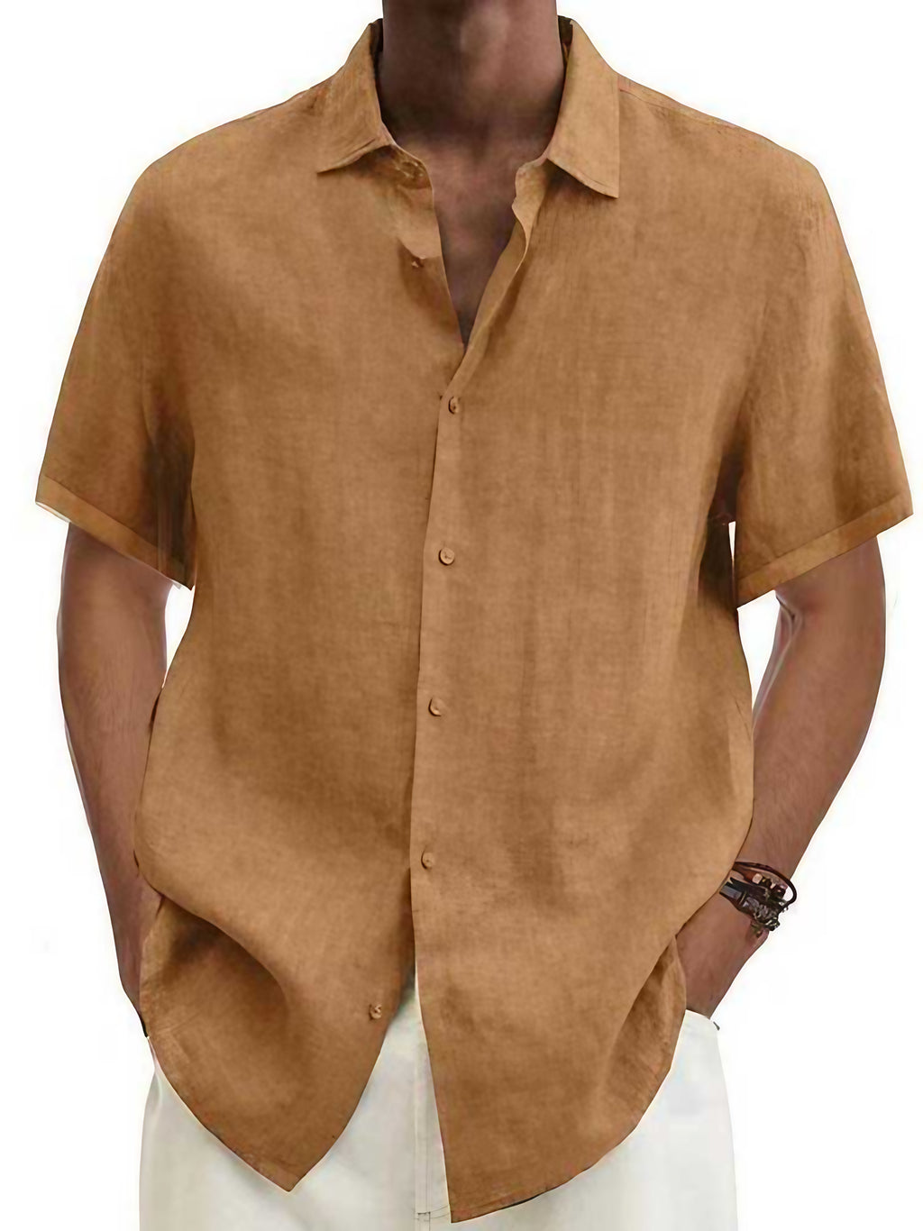 Chemise homme à manches courtes pour l'été, du S au 5XL, abricot
