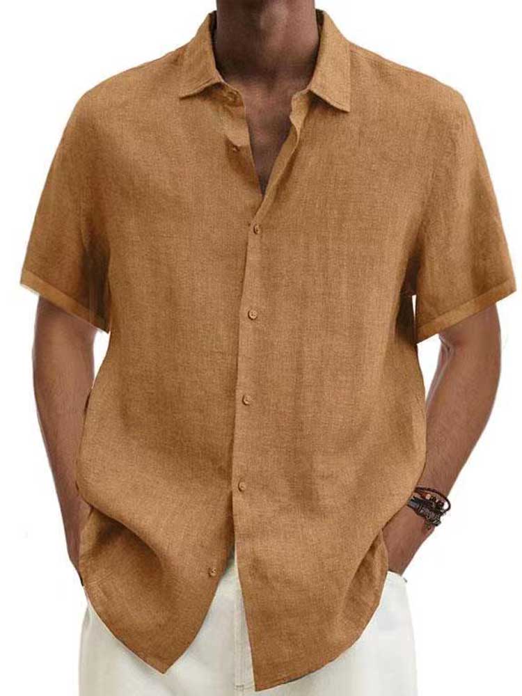 Chemise homme à manches courtes pour l'été, du S au 5XL, abricot