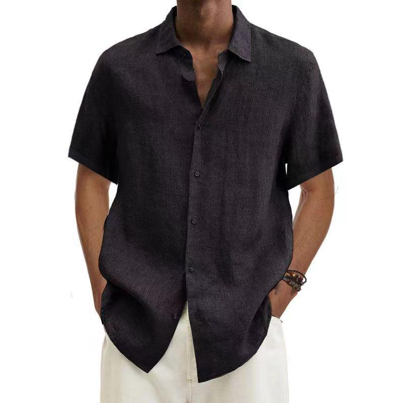Chemise homme à manches courtes pour l'été, du S au 5XL, noir