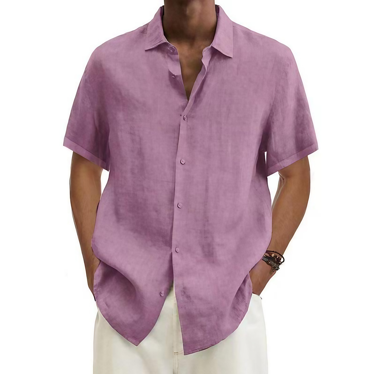 Chemise homme à manches courtes pour l'été, du S au 5XL, pourpre