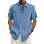 Chemise homme à manches courtes pour l'été, du S au 5XL, bleu