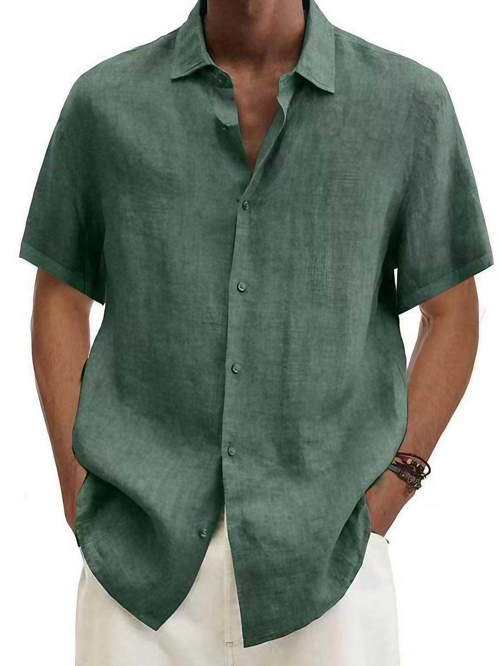 Chemise homme à manches courtes pour l'été, du S au 5XL, vert