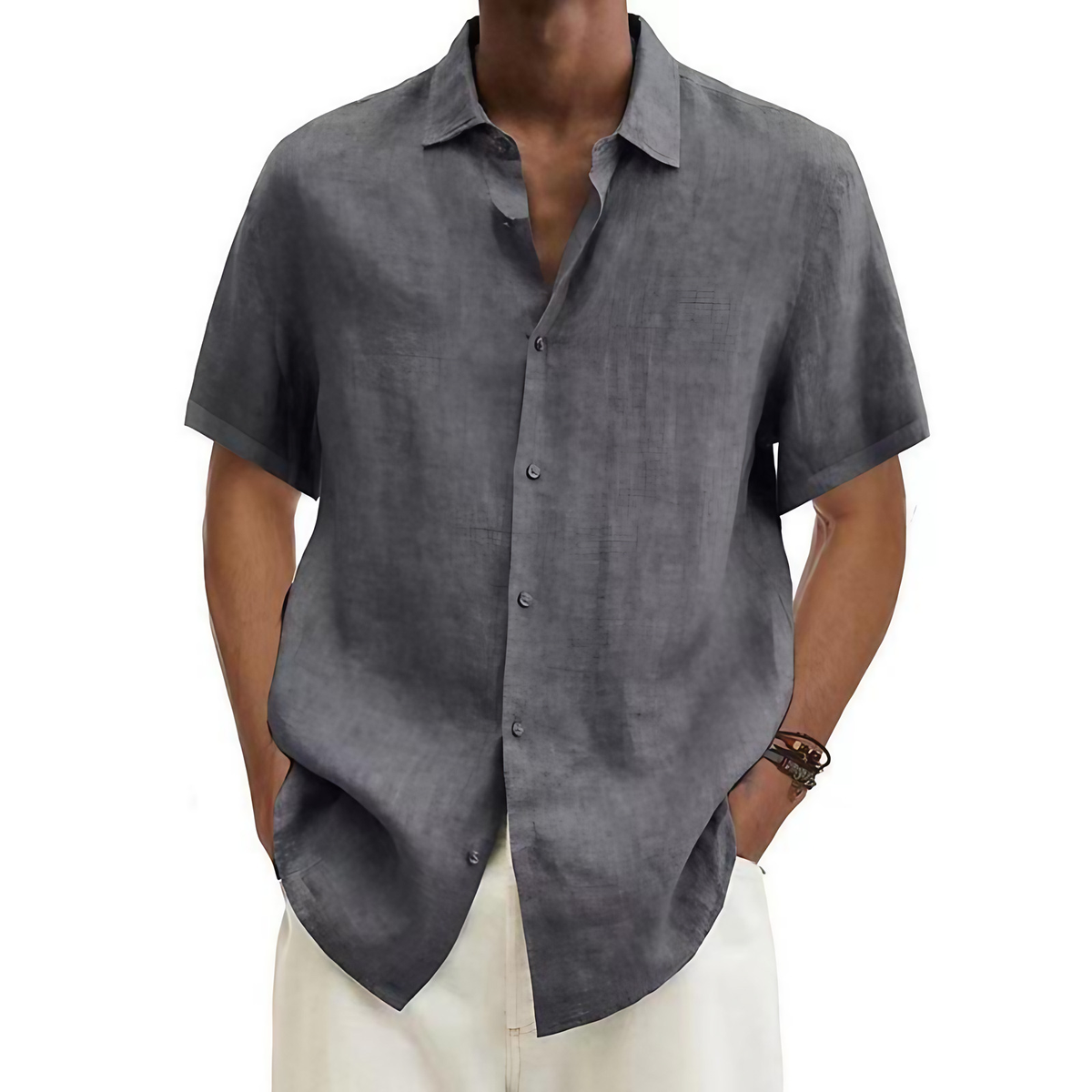 Chemise homme à manches courtes pour l'été, du S au 5XL, gris