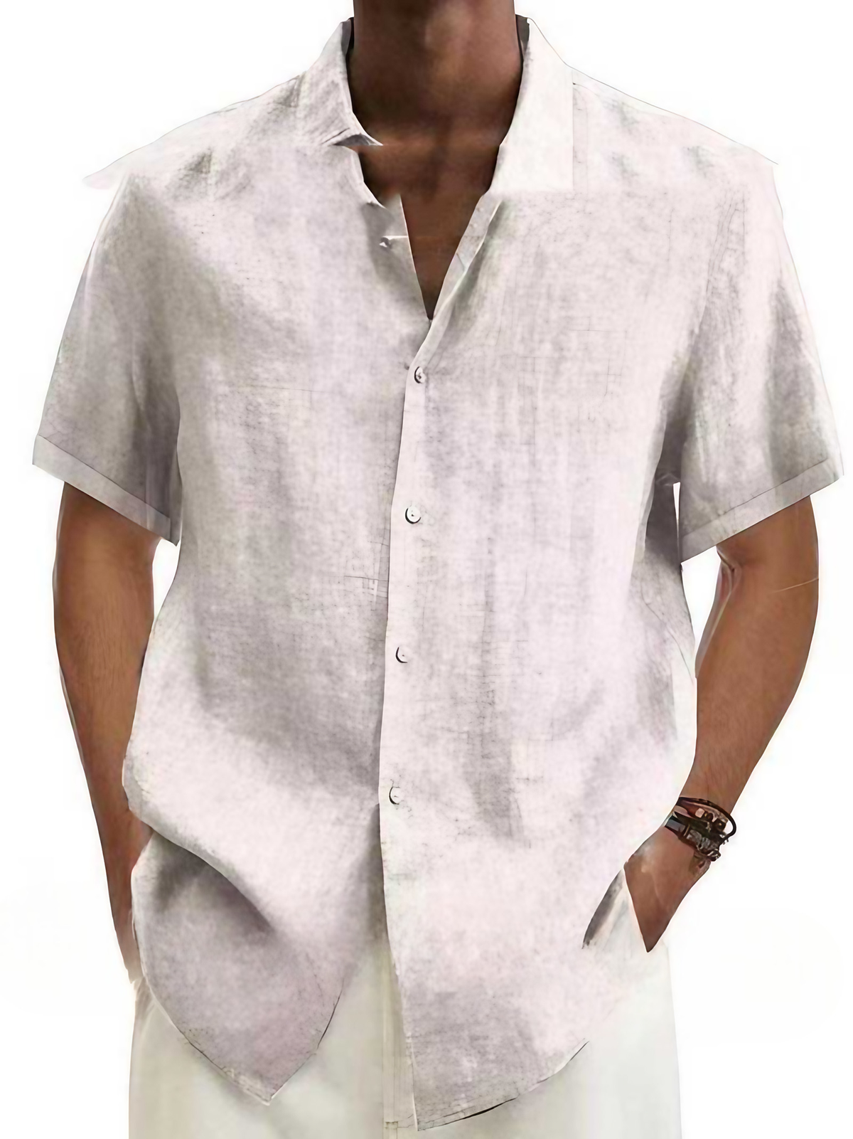 Chemise homme à manches courtes pour l'été, du S au 5XL, blanc