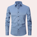 Chemise homme en tissu extensible, coupe classique, six coloris, bleu clair