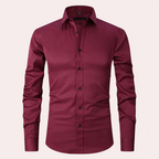 Chemise homme en tissu extensible, coupe classique, six coloris, bordeaux