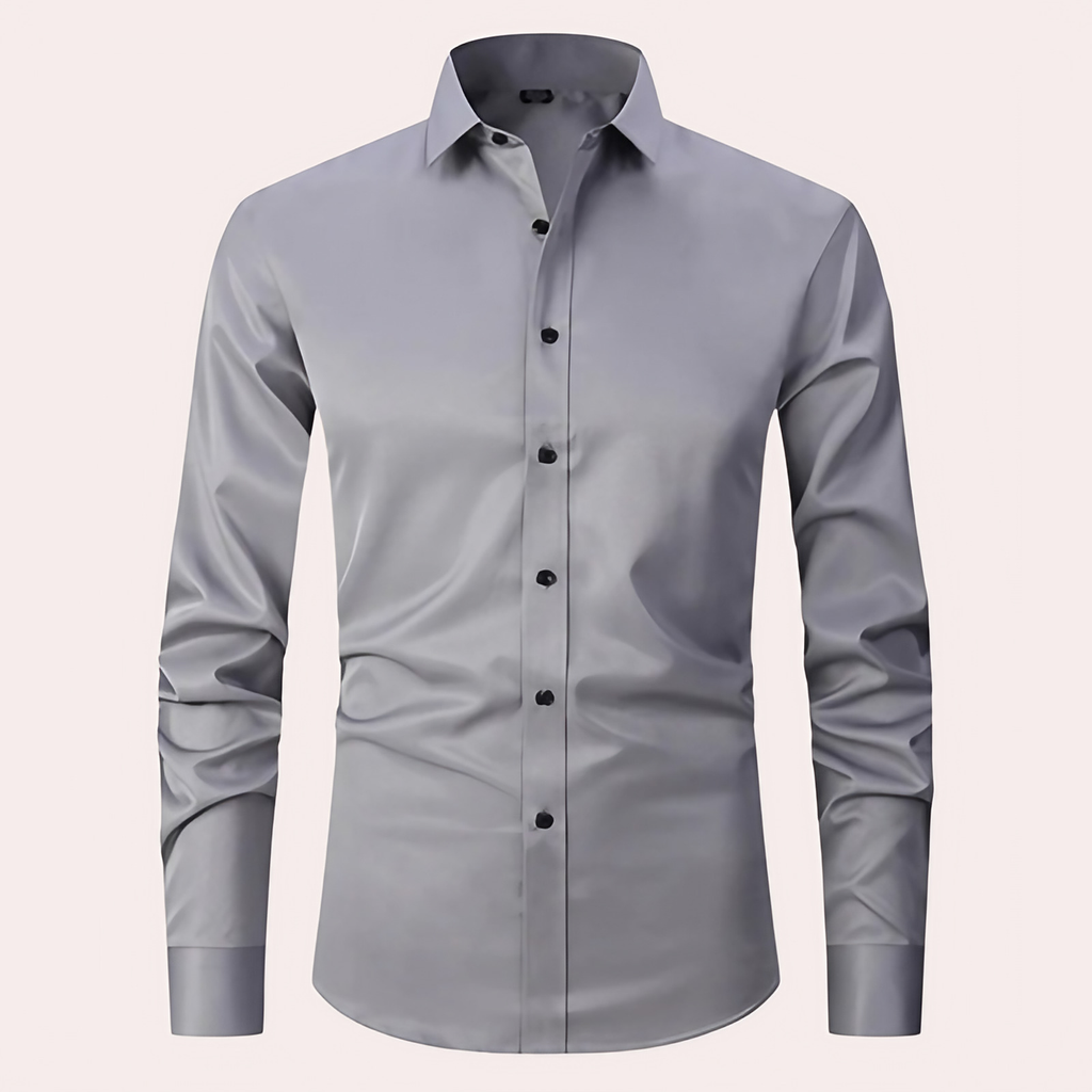 Chemise homme en tissu extensible, coupe classique, six coloris, gris
