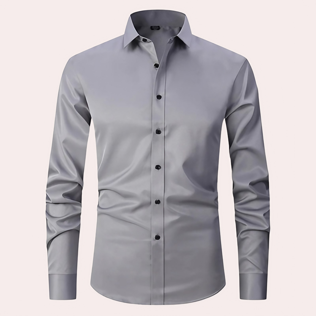 Chemise homme en tissu extensible, coupe classique, six coloris, gris