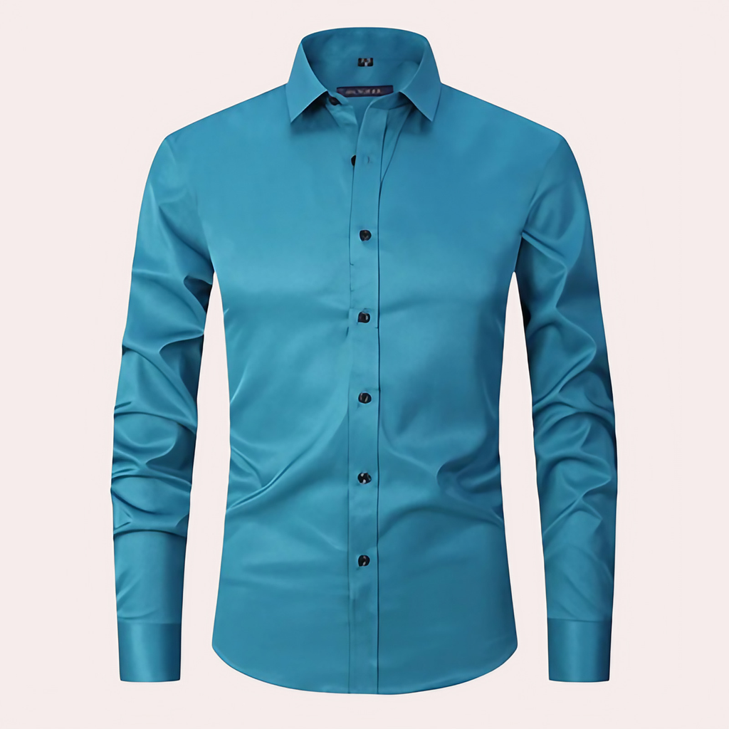 Chemise homme en tissu extensible, coupe classique, six coloris, vert clair