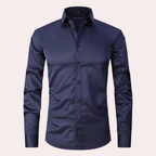 Chemise homme en tissu extensible, coupe classique, six coloris, bleu marine