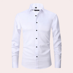 Chemise homme en tissu extensible, coupe classique, six coloris, blanc