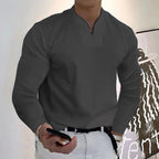 Chemise homme col V à manches longues, douze coloris, gris foncé