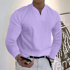 Chemise homme col V à manches longues, douze coloris, violet