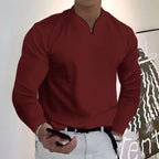 Chemise homme col V à manches longues, douze coloris, rouge
