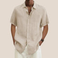 Chemise homme manches courtes, coupe ample, du S au 5XL, beige