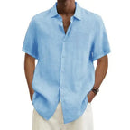 Chemise homme manches courtes, coupe ample, du S au 5XL, bleu