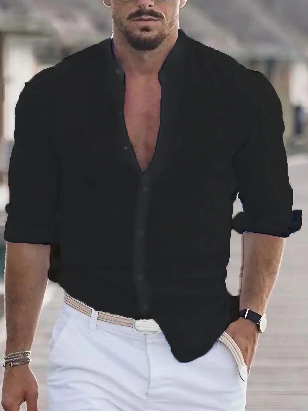 Chemise homme légère, six coloris, du S au 4XL, noir