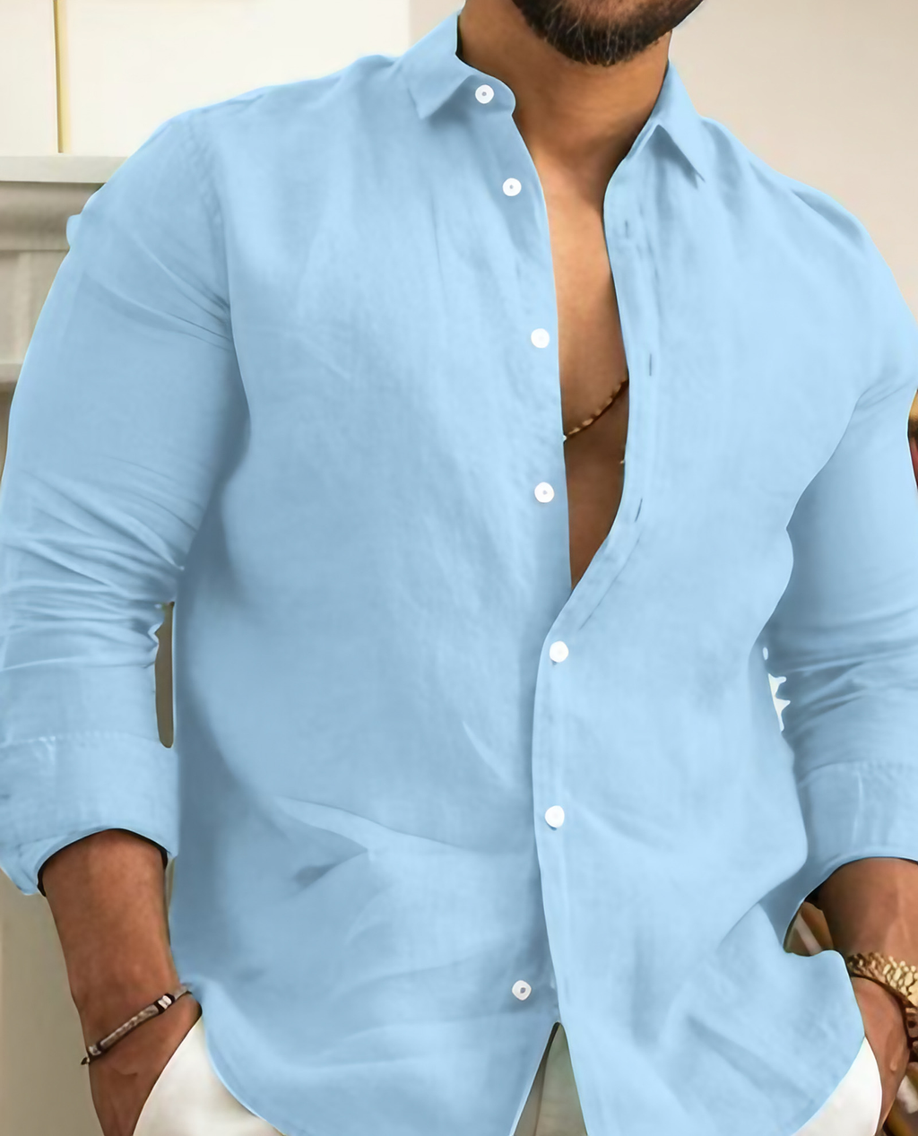 Chemise homme manches longues, cinq coloris, du XS au 3XL, bleu