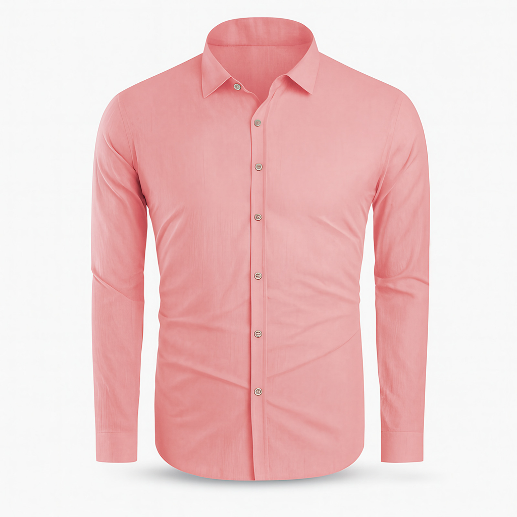Chemise homme unie pour l'été, boutonnée, six coloris, du S au 3XL, rose