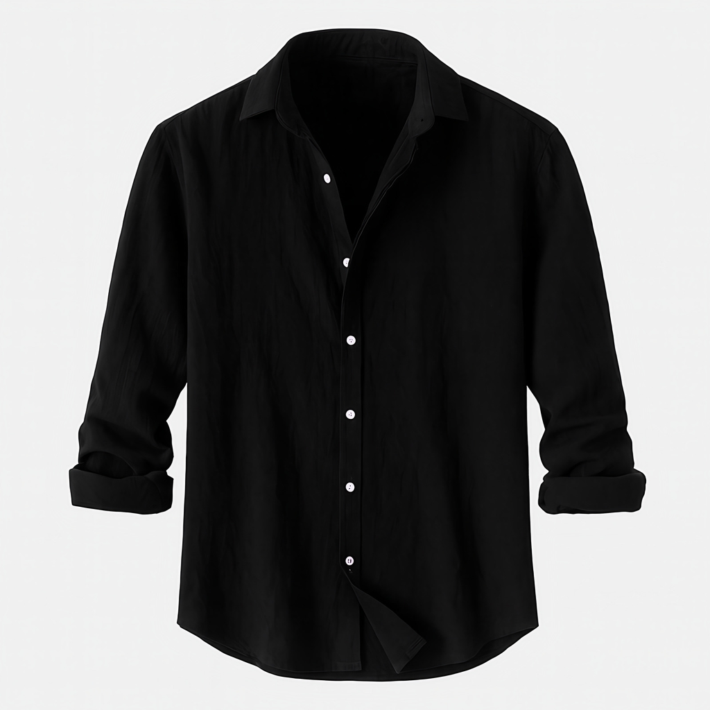 Chemise homme unie pour l'été, boutonnée, six coloris, du S au 3XL, noir