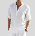 Chemise d'été homme à manches courtes, coupe ample, sept coloris, blanc
