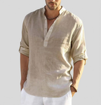 Chemise d'été homme à manches courtes, coupe ample, sept coloris, beige