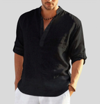 Chemise d'été homme à manches courtes, coupe ample, sept coloris, noir