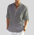Chemise d'été homme à manches courtes, coupe ample, sept coloris, gris