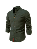 Chemise homme manches longues boutonnée, sept coloris, vert armée