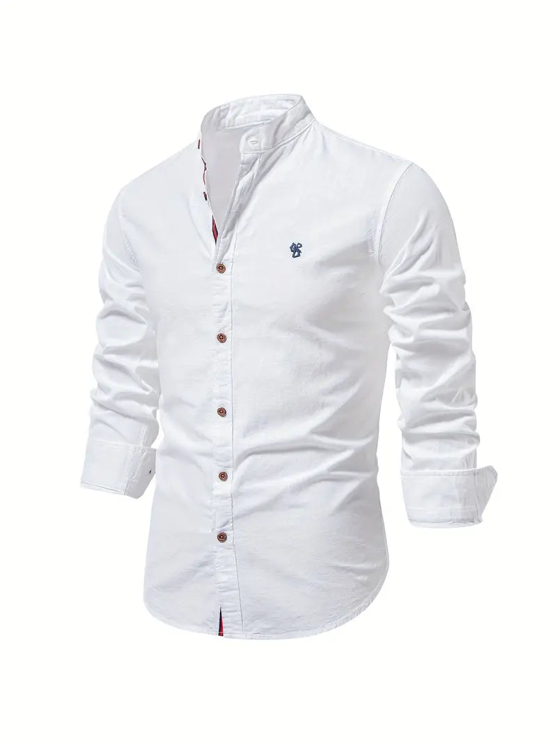 Chemise homme manches longues boutonnée, sept coloris, blanc
