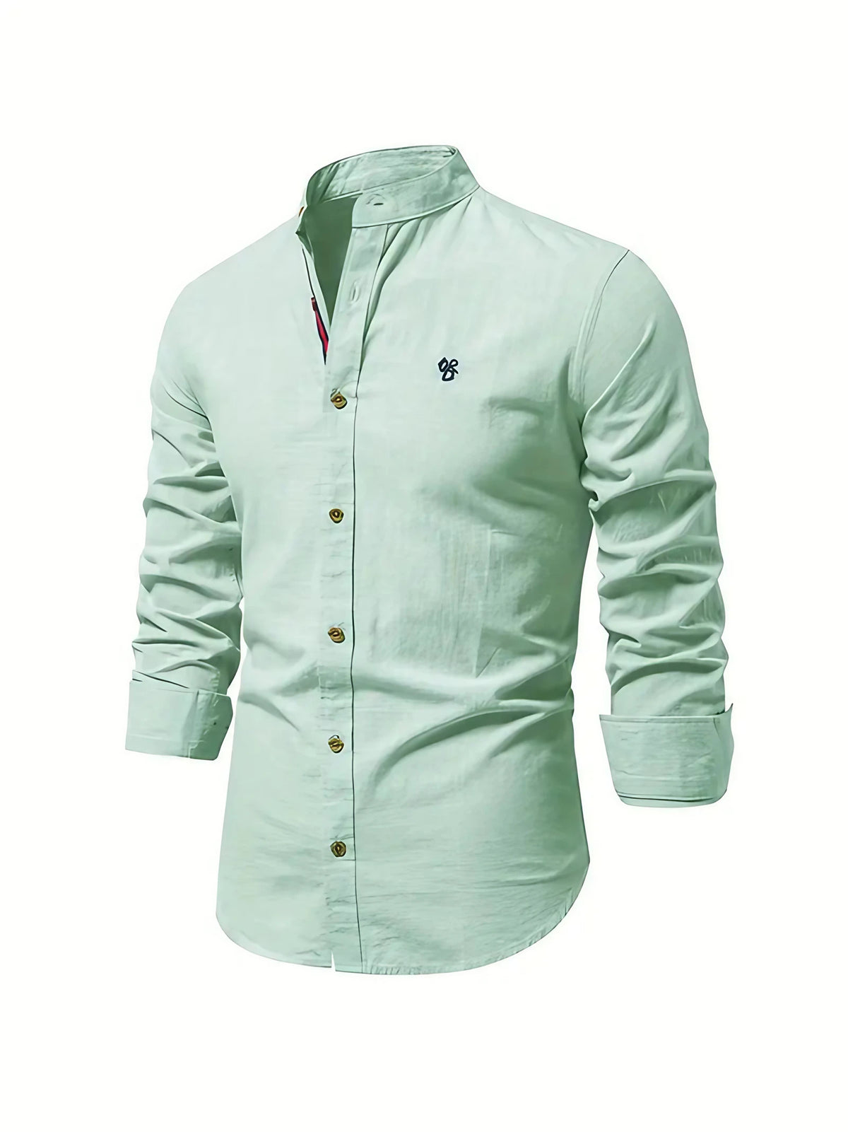 Chemise homme manches longues boutonnée, sept coloris, vert clair