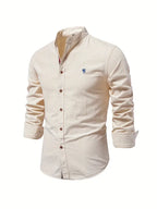Chemise homme manches longues boutonnée, sept coloris, abricot
