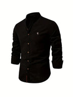 Chemise homme manches longues boutonnée, sept coloris, noir