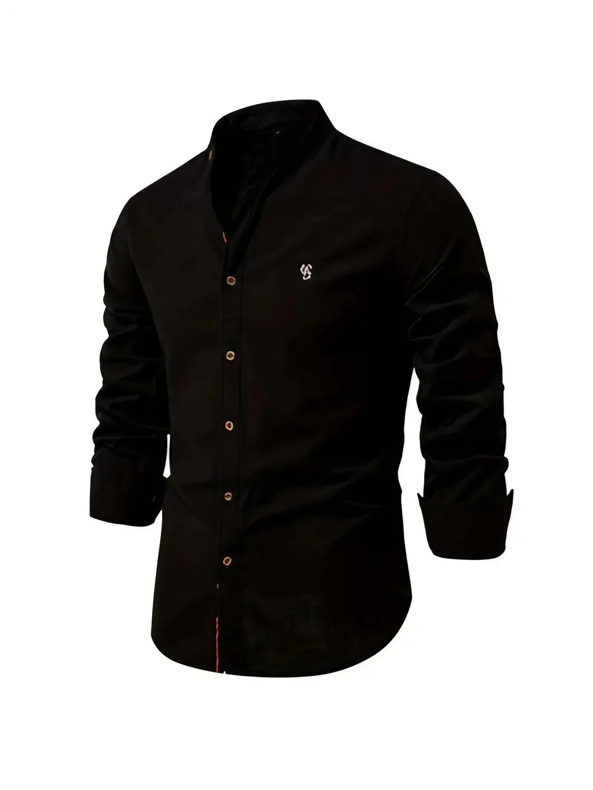 Chemise homme manches longues boutonnée, sept coloris, noir
