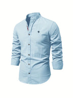 Chemise homme manches longues boutonnée, sept coloris, bleu clair