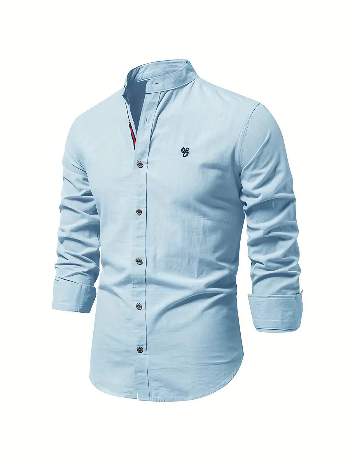 Chemise homme manches longues boutonnée, sept coloris, bleu clair
