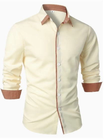 Chemise homme ajustée à finitions contrastées, manches longues
