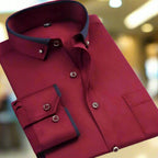 Chemise homme manches longues coupe ajustée, sept coloris, rouge