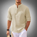 Chemise homme à manches longues, six coloris, du S au 3XL, beige