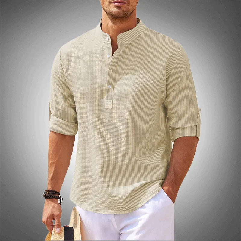 Chemise homme à manches longues, six coloris, du S au 3XL, beige