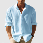 Chemise homme manches longues, coupe ajustée, sept coloris, bleu