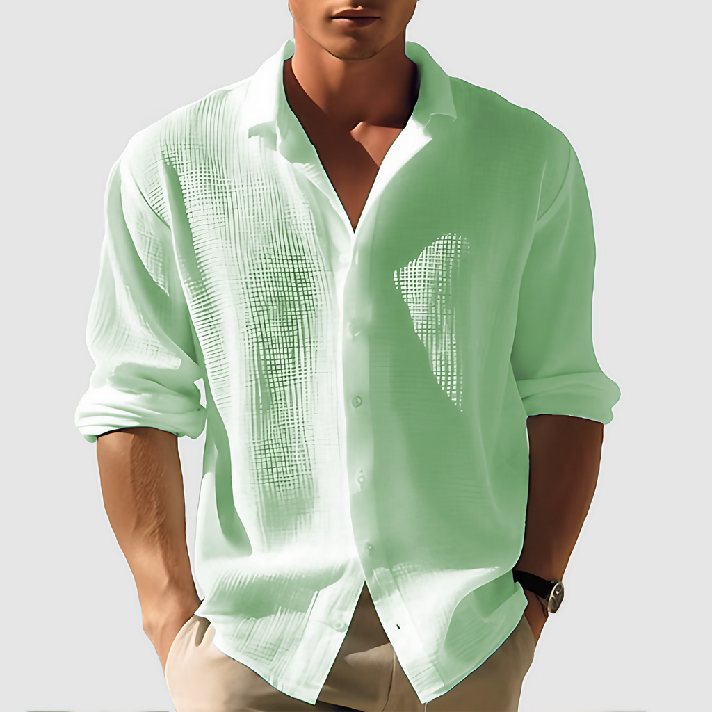 Chemise homme manches longues, coupe ajustée, sept coloris, vert